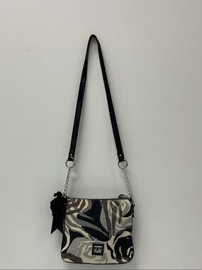 Black and Cream Floral-Abstract Crossbody Bag